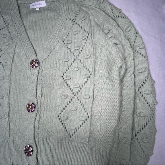 Sandro Mint Cardigan with Embellished Buttons - Picture 3 of 12